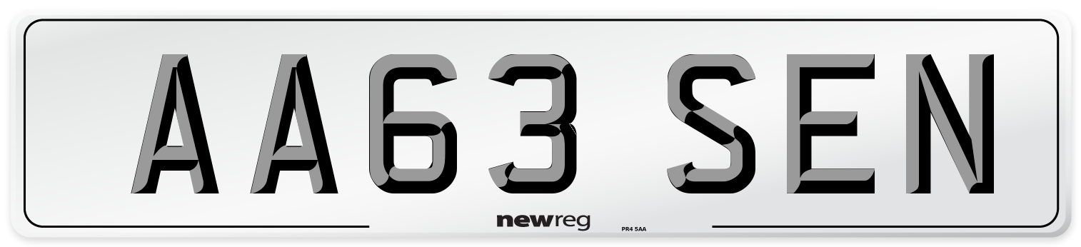 AA63 SEN Number Plate from New Reg